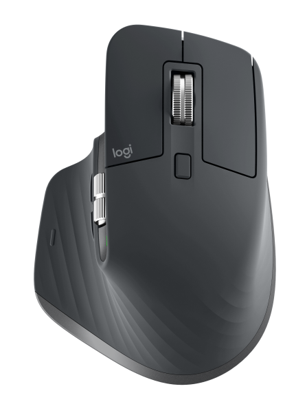 MX MASTER 3S Bluetooth edition。上部ホイールと親指側の操作部
